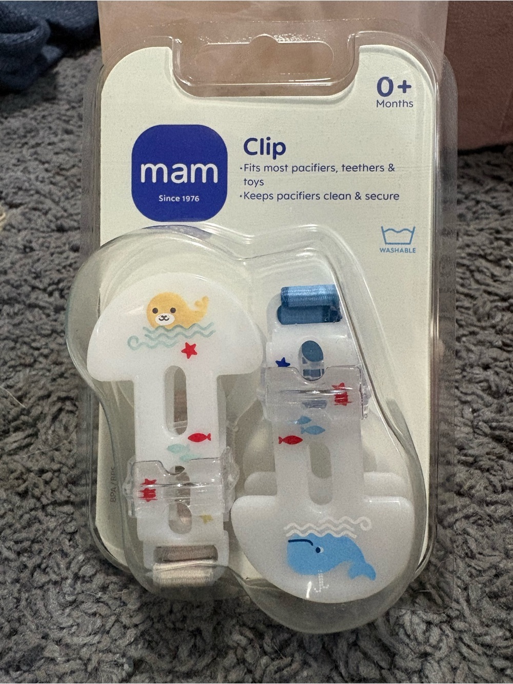 NWT Mam Set of 2 Clips for Pacifiers, Teethers, and Toys - for ages 0+ months